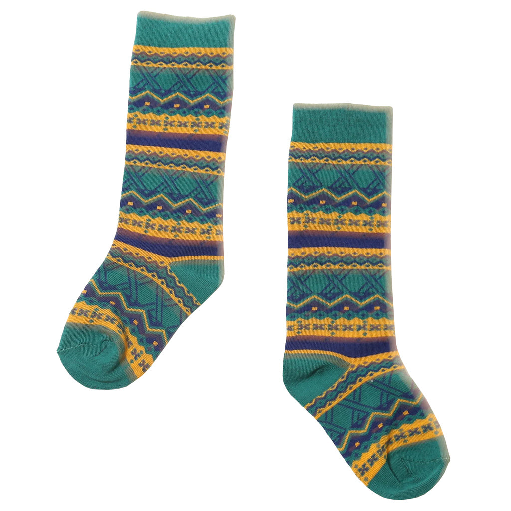 Tia Cibani Kids Child Fair Isle Knee Socks Breton Green Mix