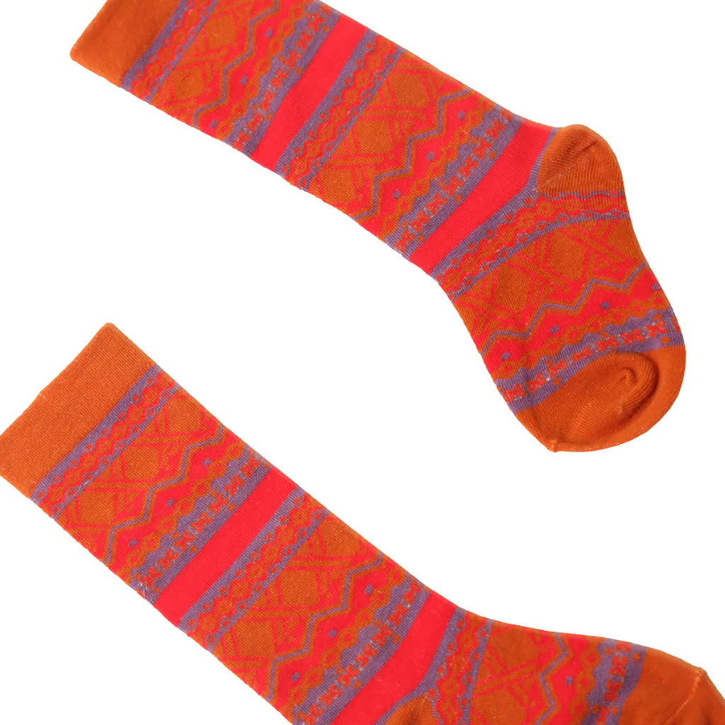 Tia Cibani Kids Child Fair Isle Knee Socks Rouge Red Mix