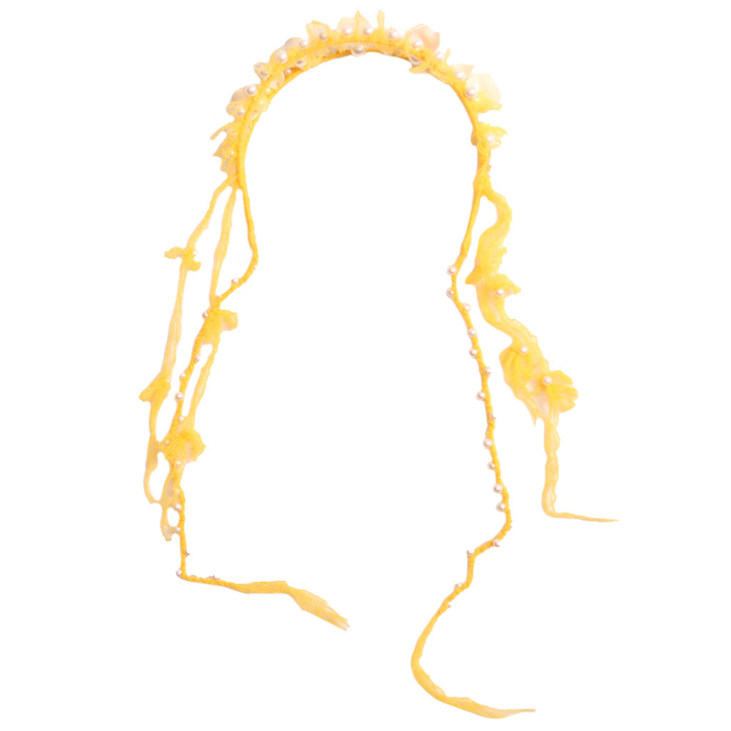 Tia Cibani Kids Child Brittany Beaded Tassel Crown Headband Dijon Yellow