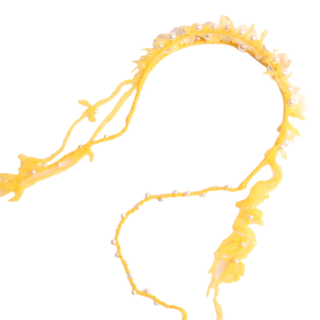 Tia Cibani Kids Child Brittany Beaded Tassel Crown Headband Dijon Yellow