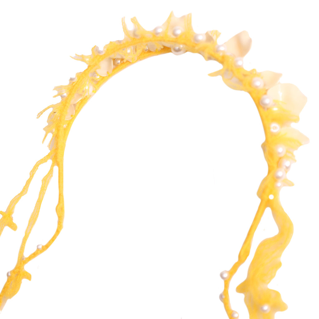 Tia Cibani Kids Child Brittany Beaded Tassel Crown Headband Dijon Yellow