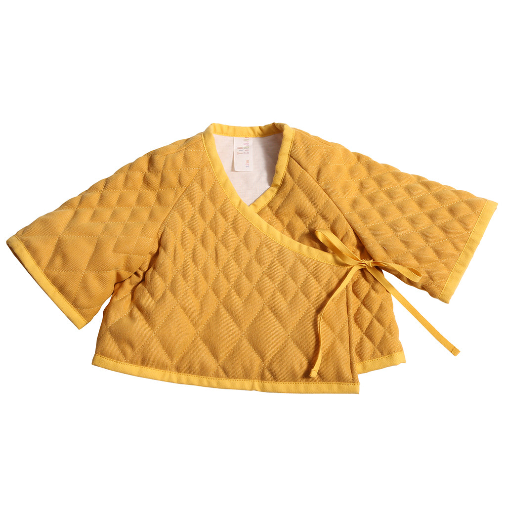 Tia Cibani Kids Baby Harlequin Tufted Jacket Dijon Yellow