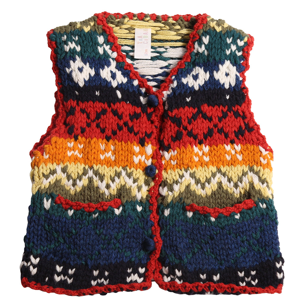 Tia Cibani Kids Baby Breton Fair Isle Vest Breton Blue Mix