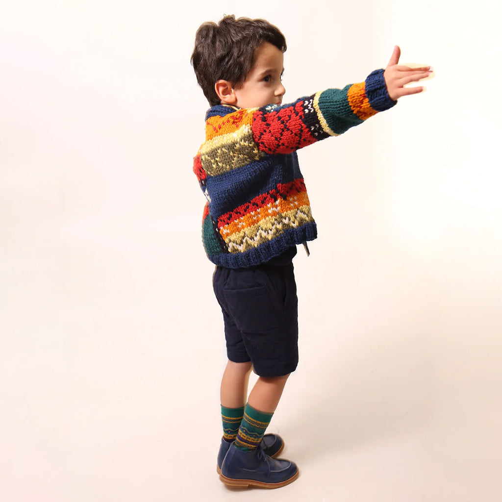 Tia Cibani Kids Child Breton Fair Isle Cardigan Breton Blue Mix