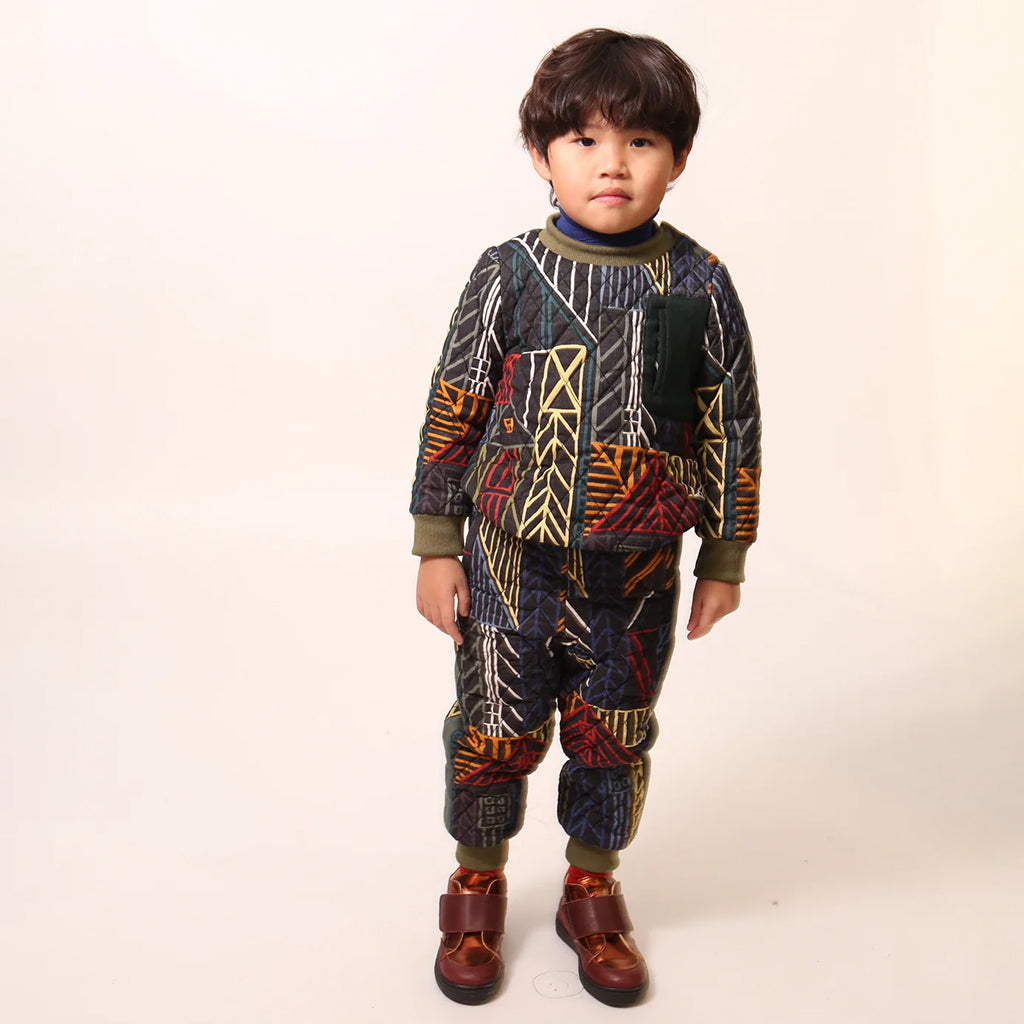 Tia Cibani Kids Child Harlequin Padded Zip Sweatshirt Rainbow