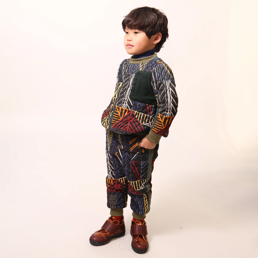 Tia Cibani Kids Child Harlequin Padded Zip Sweatshirt Rainbow