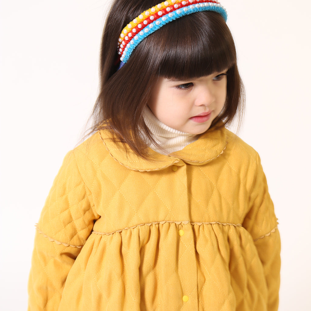 Tia Cibani Kids Child Brittany Tufted Dress Dijon Yellow