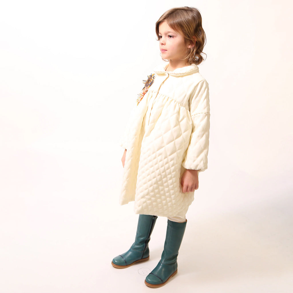 Tia Cibani Kids Child Brittany Tufted Dress Opal Cream