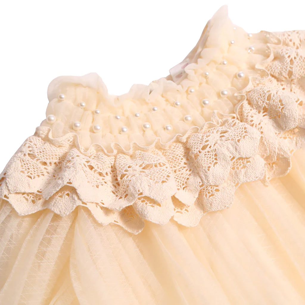 Tia Cibani Kids Child Gael Crush Pleated Dress Opal Cream