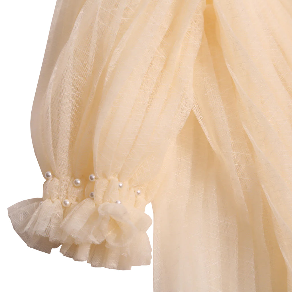 Tia Cibani Kids Child Gael Crush Pleated Dress Opal Cream