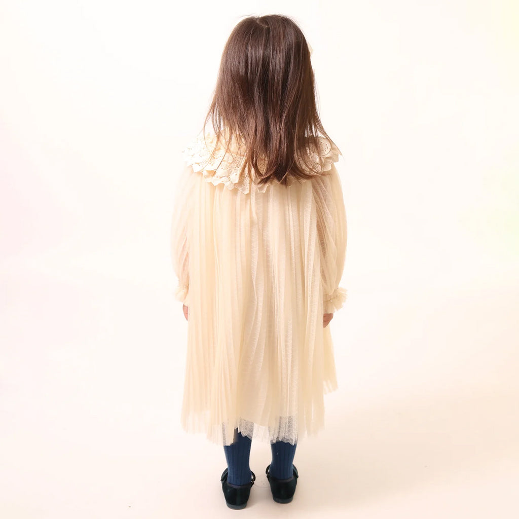 Tia Cibani Kids Child Gael Crush Pleated Dress Opal Cream