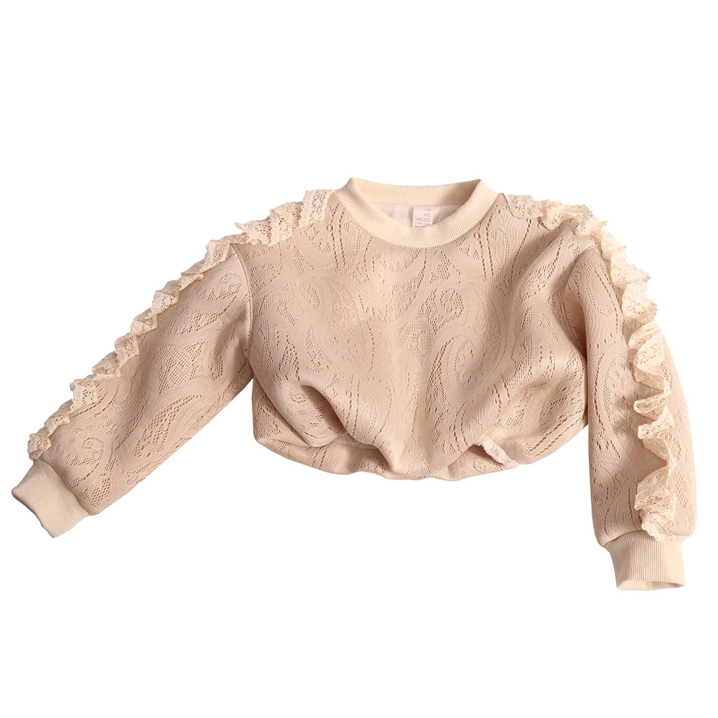 Tia Cibani Kids Child Gael Ruffled Lace Sweater Opal Cream