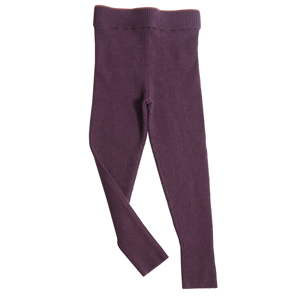 Tia Cibani Kids Child Slim Fit Ribbed Leggings Prune Purple