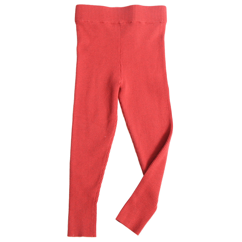 Tia Cibani Kids Child Slim Fit Ribbed Leggings Rouge Red