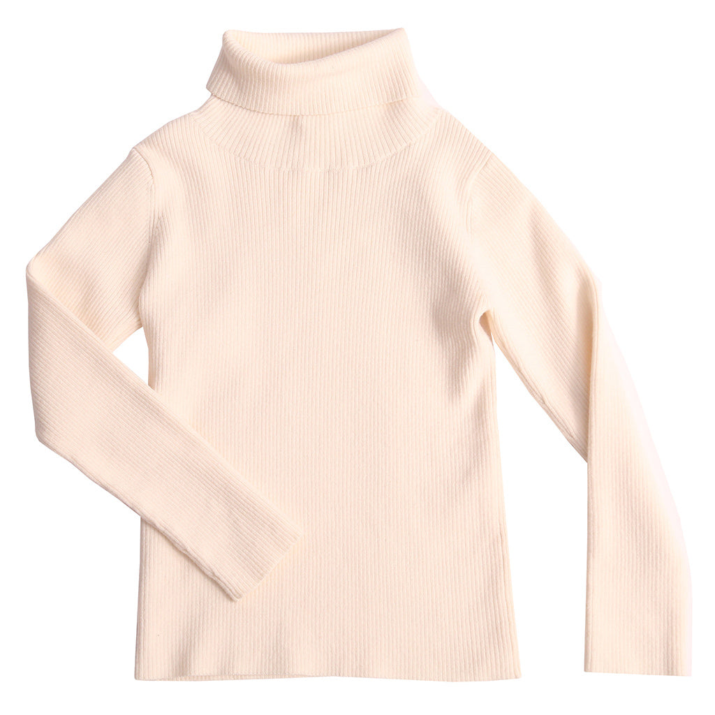 Tia Cibani Kids Child Slim Fit Ribbed Turtleneck Sweater Opal Cream