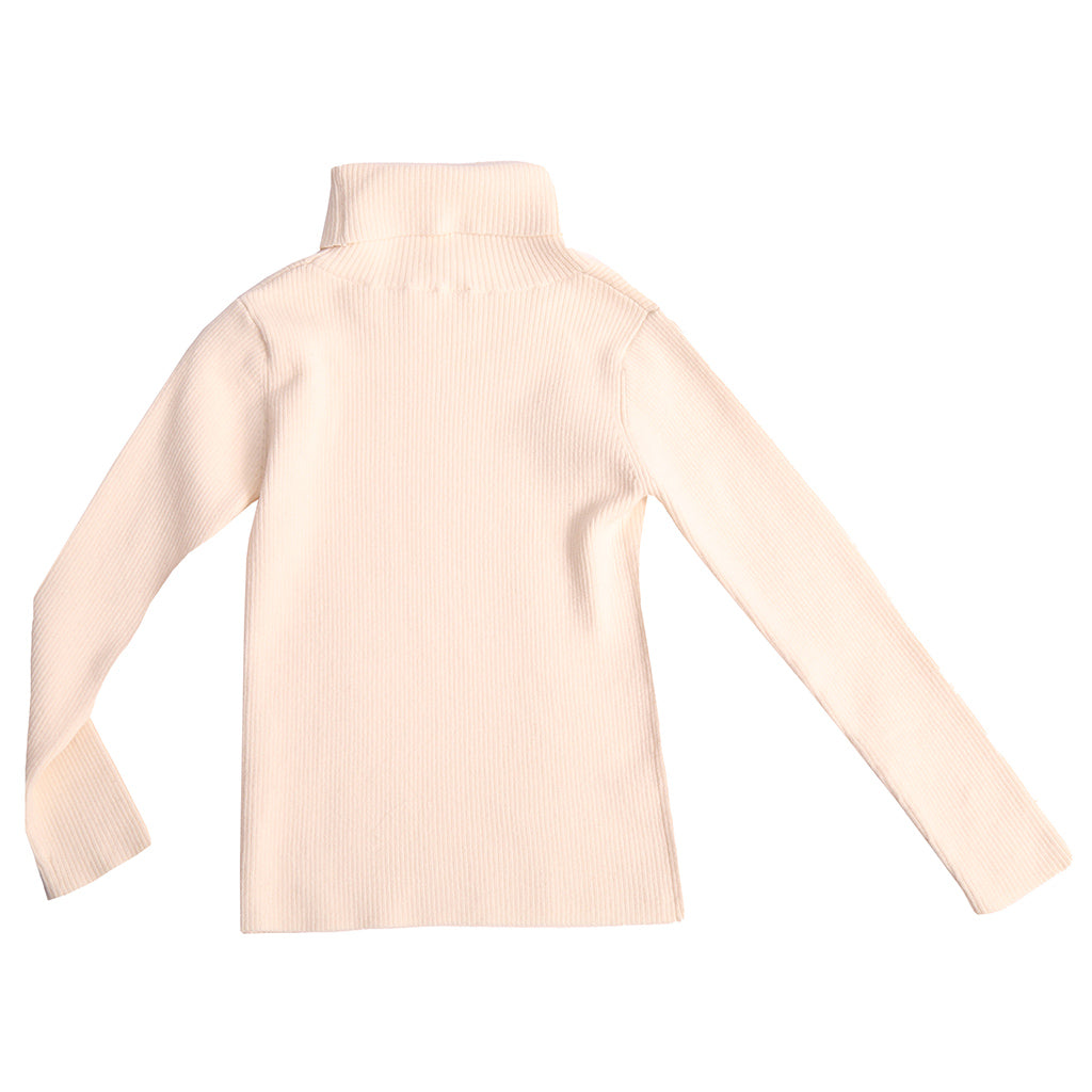 Tia Cibani Kids Child Slim Fit Ribbed Turtleneck Sweater Opal Cream