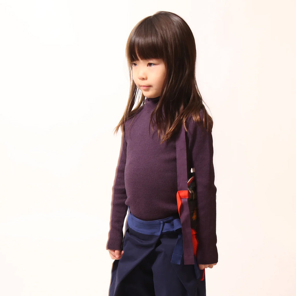 Tia Cibani Kids Child Slim Fit Ribbed Turtleneck Sweater Prune Purple