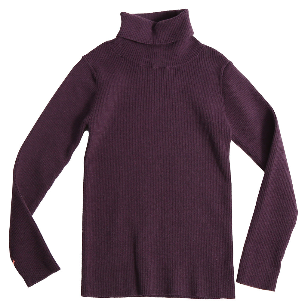 Tia Cibani Kids Child Slim Fit Ribbed Turtleneck Sweater Prune Purple