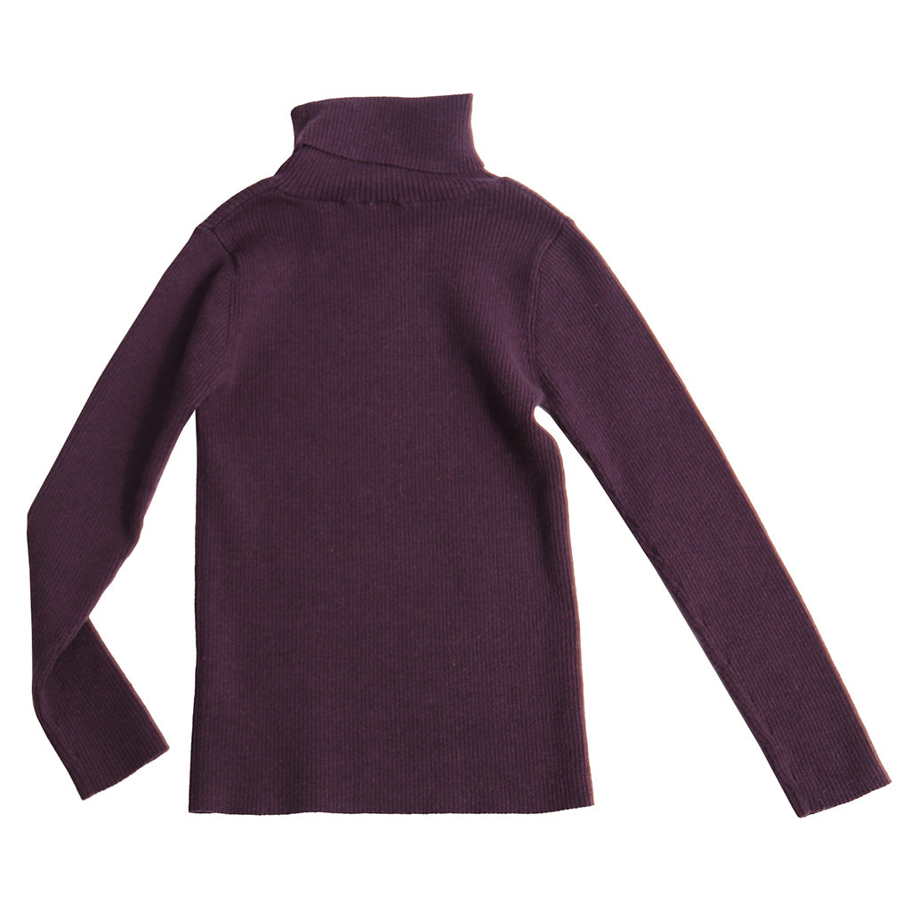 Tia Cibani Kids Child Slim Fit Ribbed Turtleneck Sweater Prune Purple