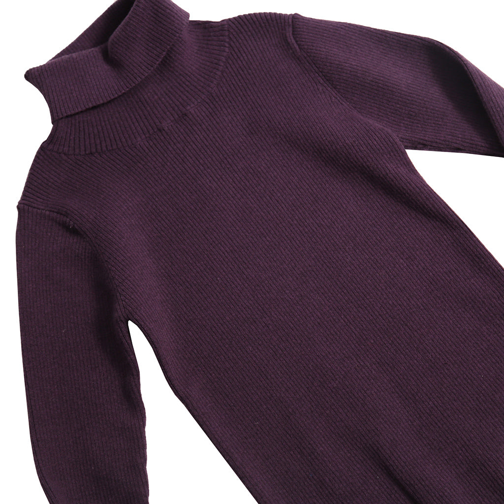 Tia Cibani Kids Child Slim Fit Ribbed Turtleneck Sweater Prune Purple