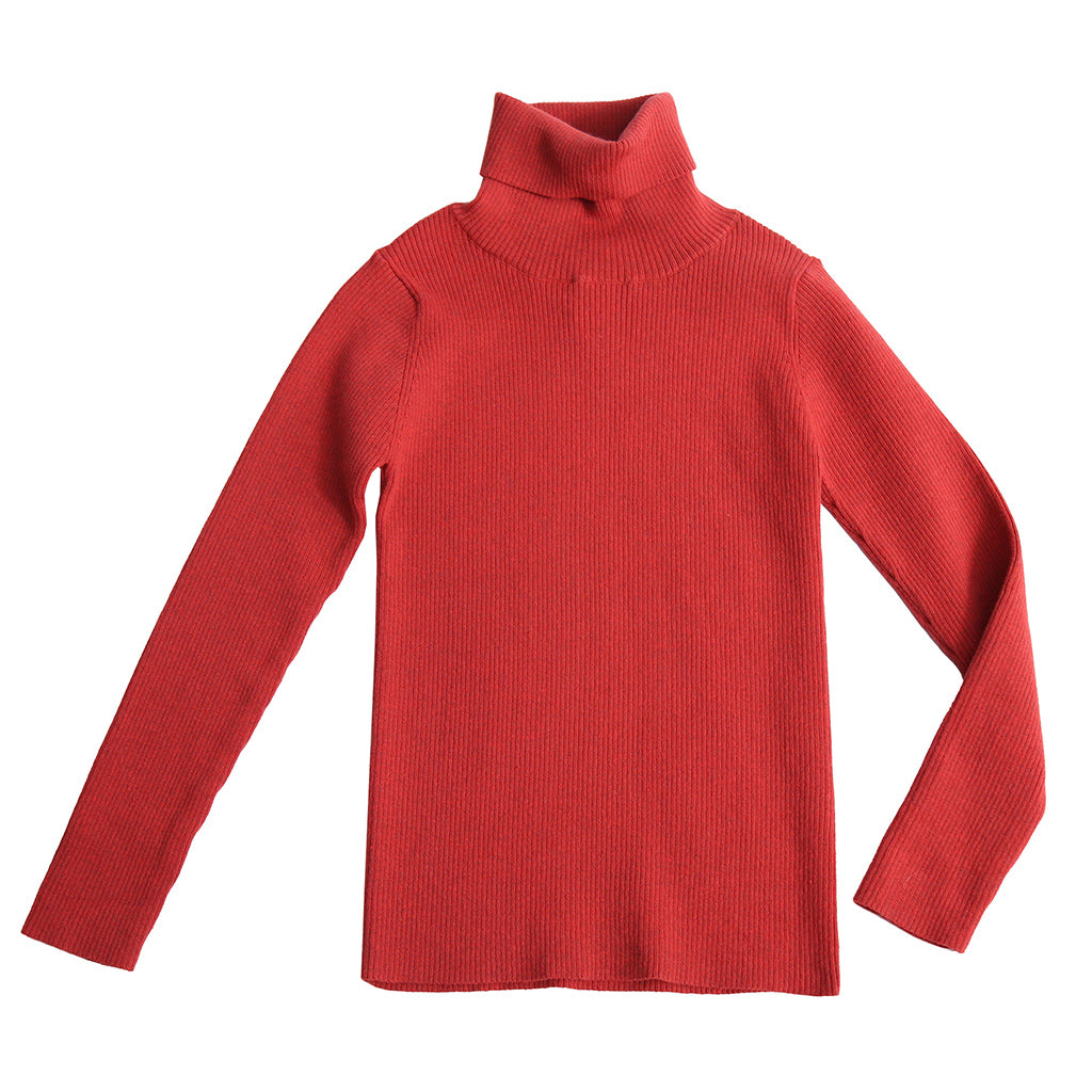 Tia Cibani Kids Child Slim Fit Ribbed Turtleneck Sweater Rouge Red