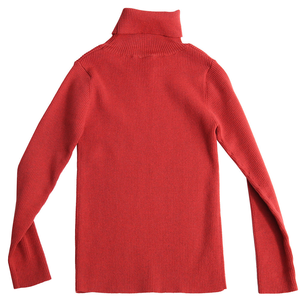 Tia Cibani Kids Child Slim Fit Ribbed Turtleneck Sweater Rouge Red