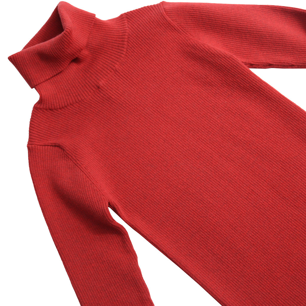 Tia Cibani Kids Child Slim Fit Ribbed Turtleneck Sweater Rouge Red