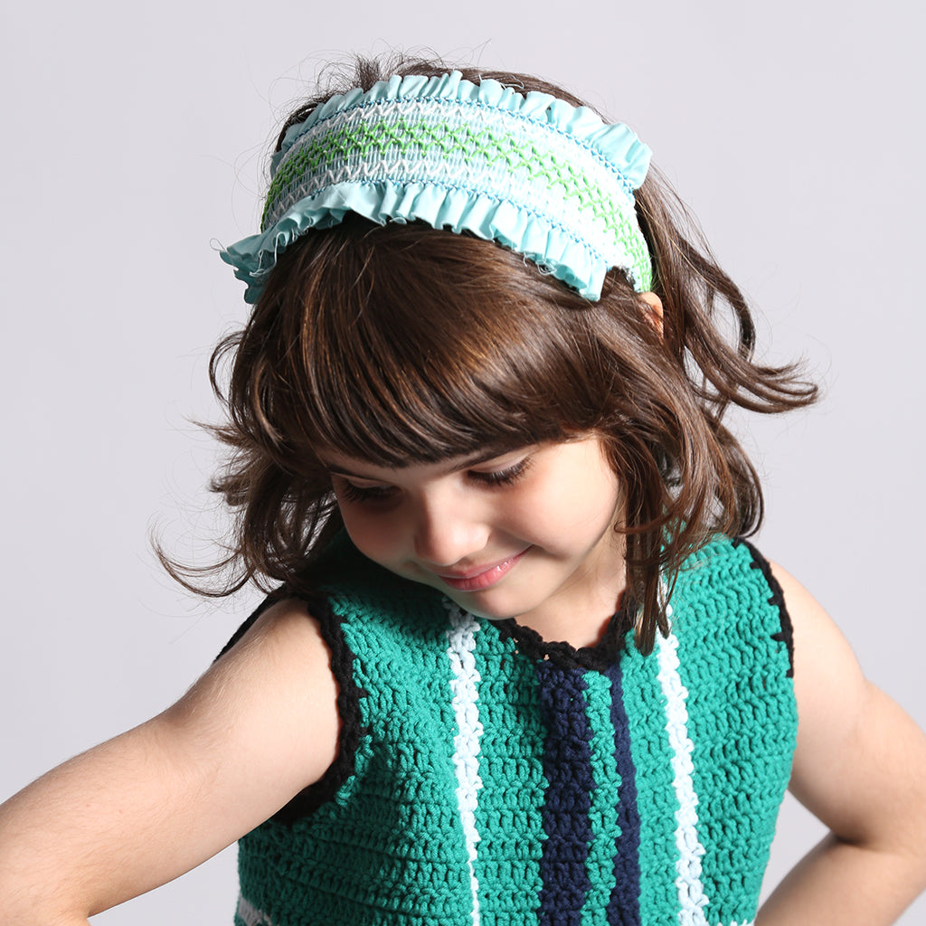 Tia Cibani Kids Child Pia Smocked Hairband Bay Blue