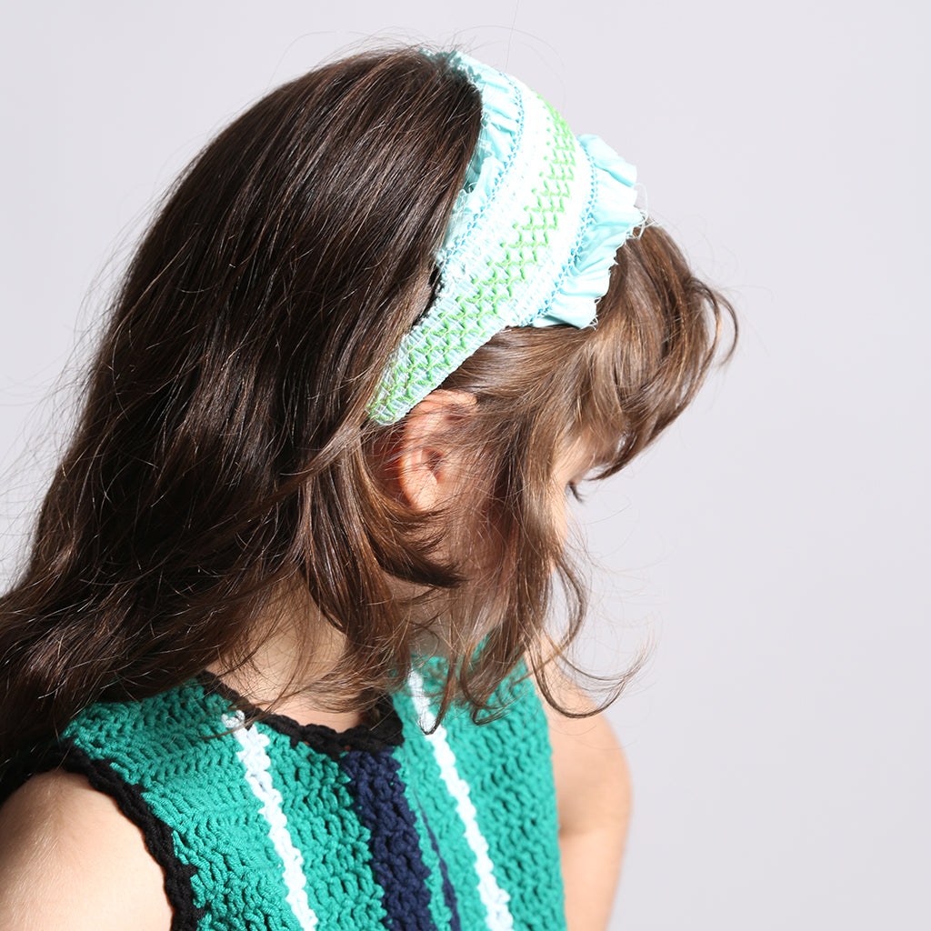 Tia Cibani Kids Child Pia Smocked Hairband Bay Blue