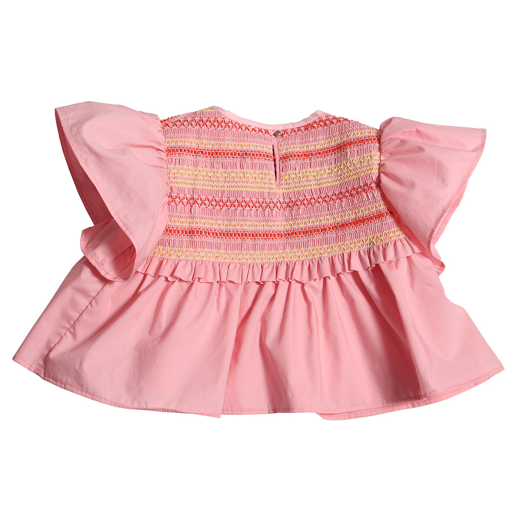 Tia Cibani Kids Baby Sofia Smocked Blouse Shrimp Pink