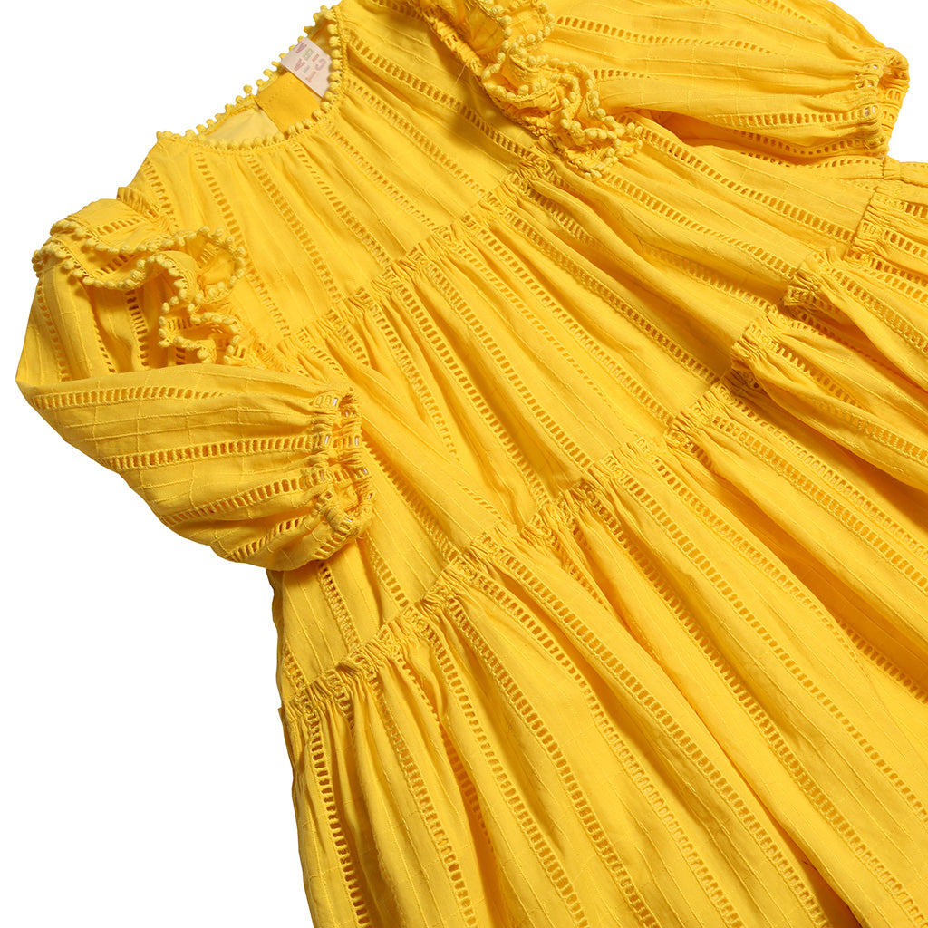 Tia Cibani Kids Child Piper Tiered Dress Submarine Yellow