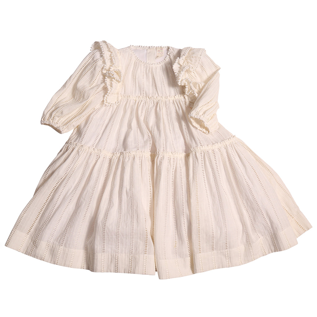 Tia Cibani Kids Child Piper Tiered Dress Sugar White