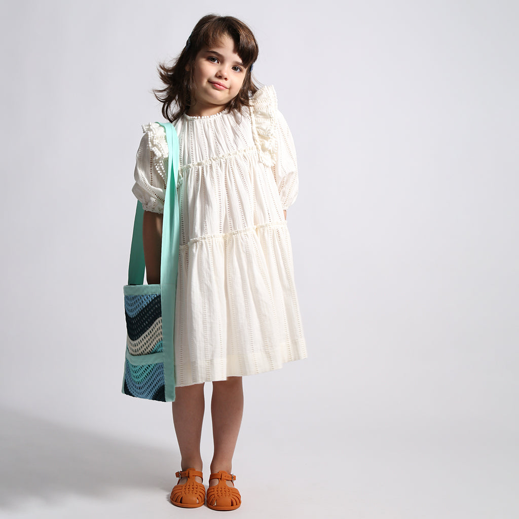 Tia Cibani Kids Child Piper Tiered Dress Sugar White