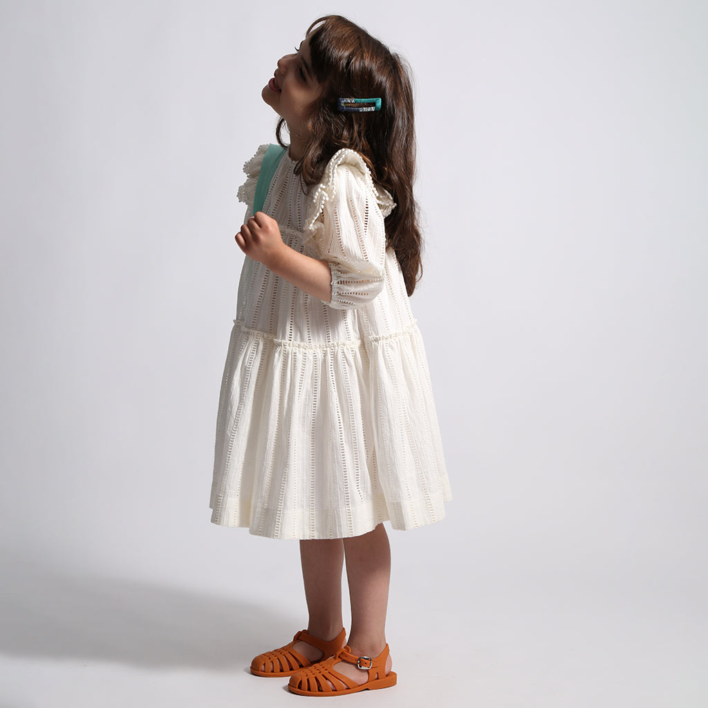 Tia Cibani Kids Child Piper Tiered Dress Sugar White