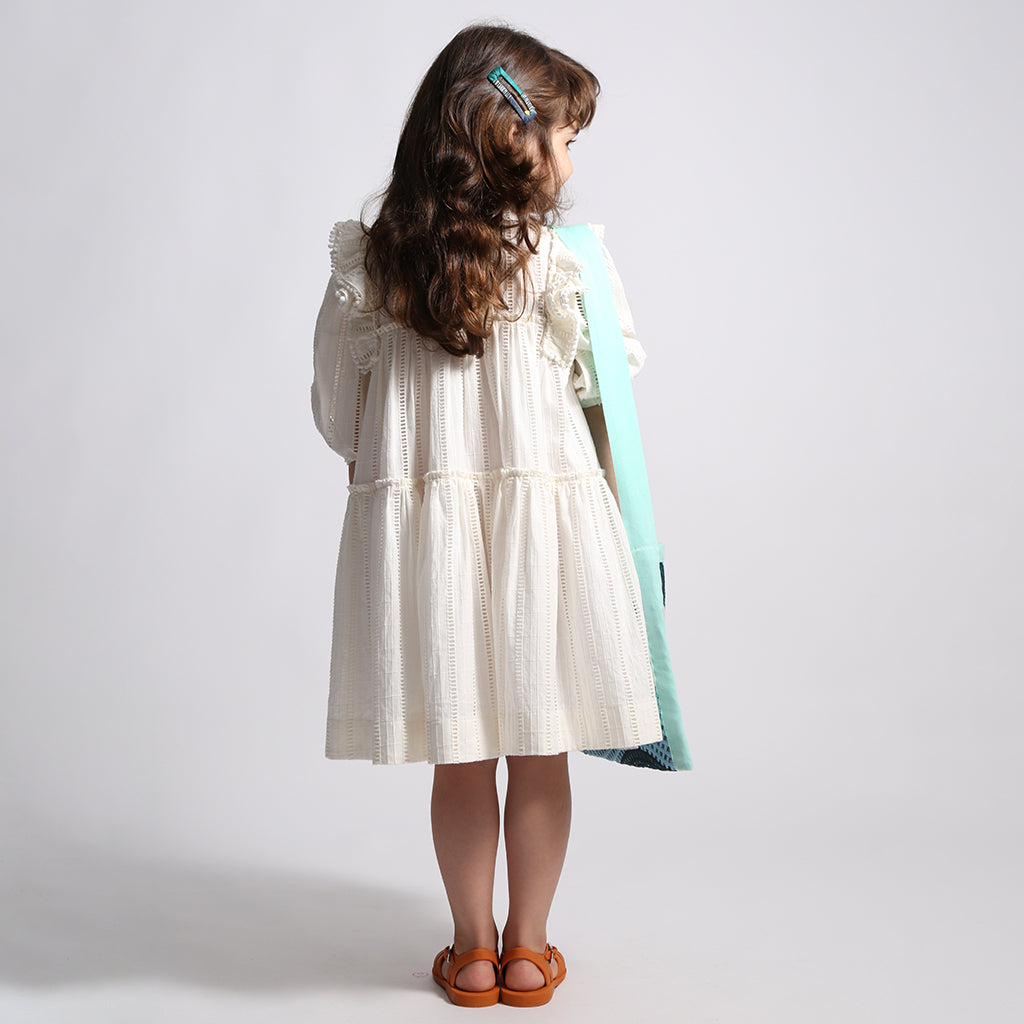 Tia Cibani Kids Child Piper Tiered Dress Sugar White