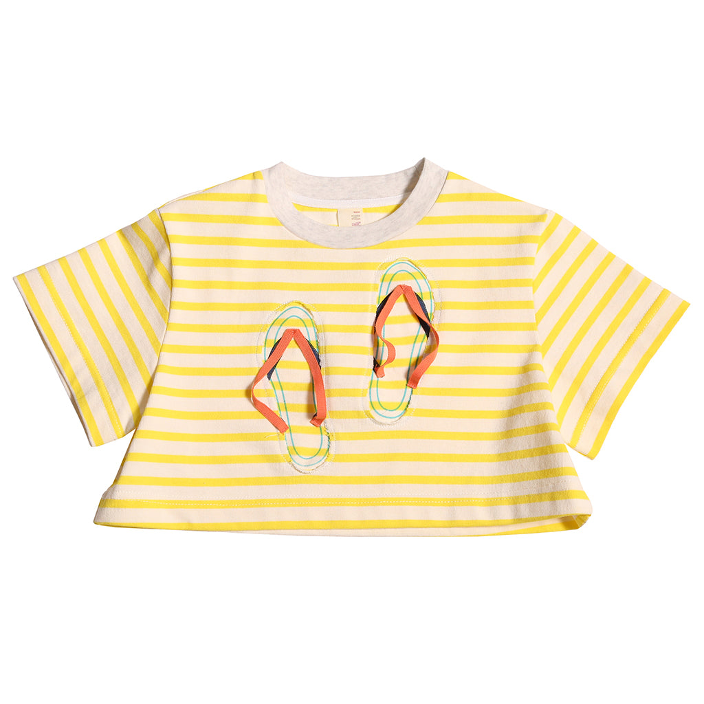 Tia Cibani Kids Child Flip Flop Cropped T-shirt Submarine Yellow
