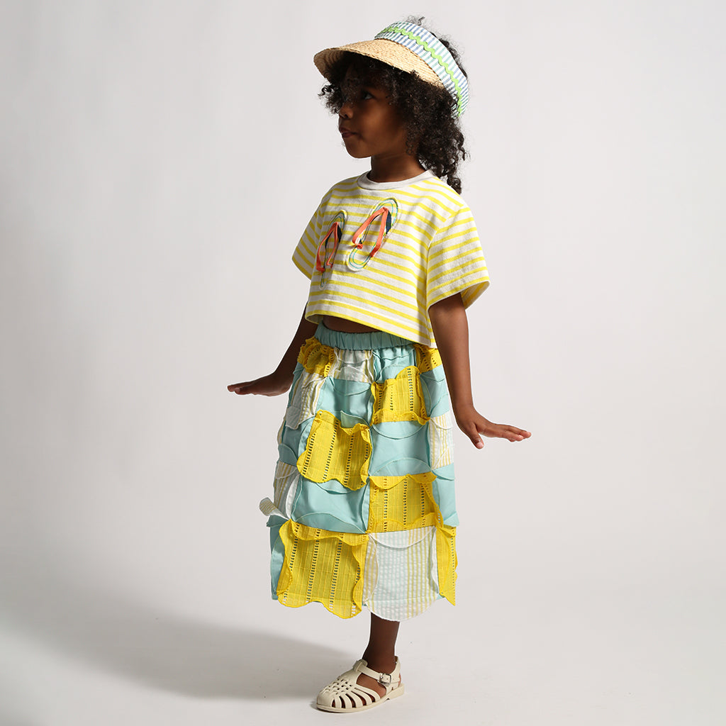 Tia Cibani Kids Child Flip Flop Cropped T-shirt Submarine Yellow