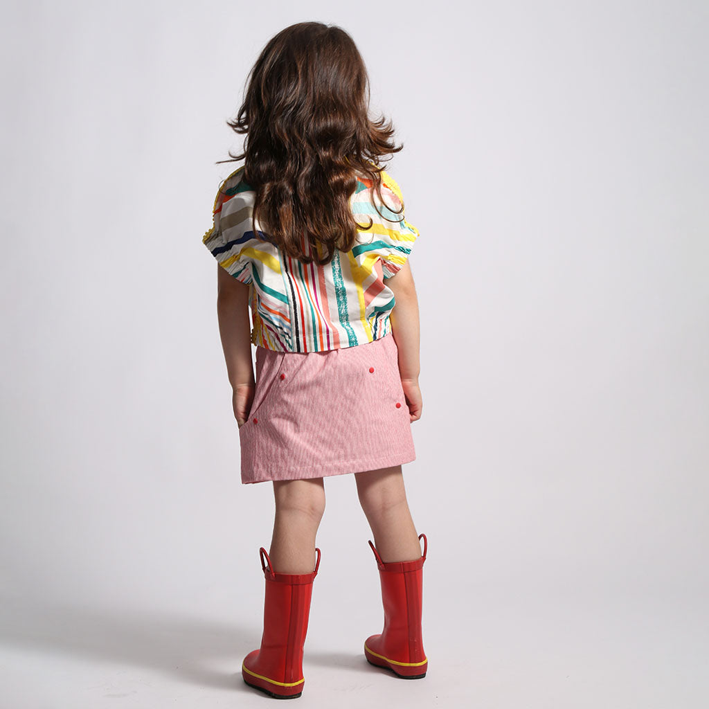 Tia Cibani Kids Child Morgan Patchwork Cargo Skirt SOS Red