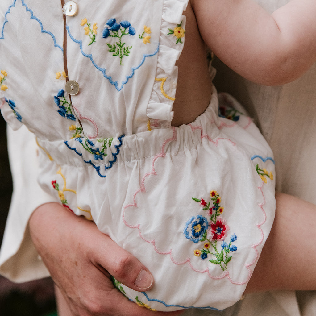 The New Society Baby Jacinthe Romper Multicolour Embroidery