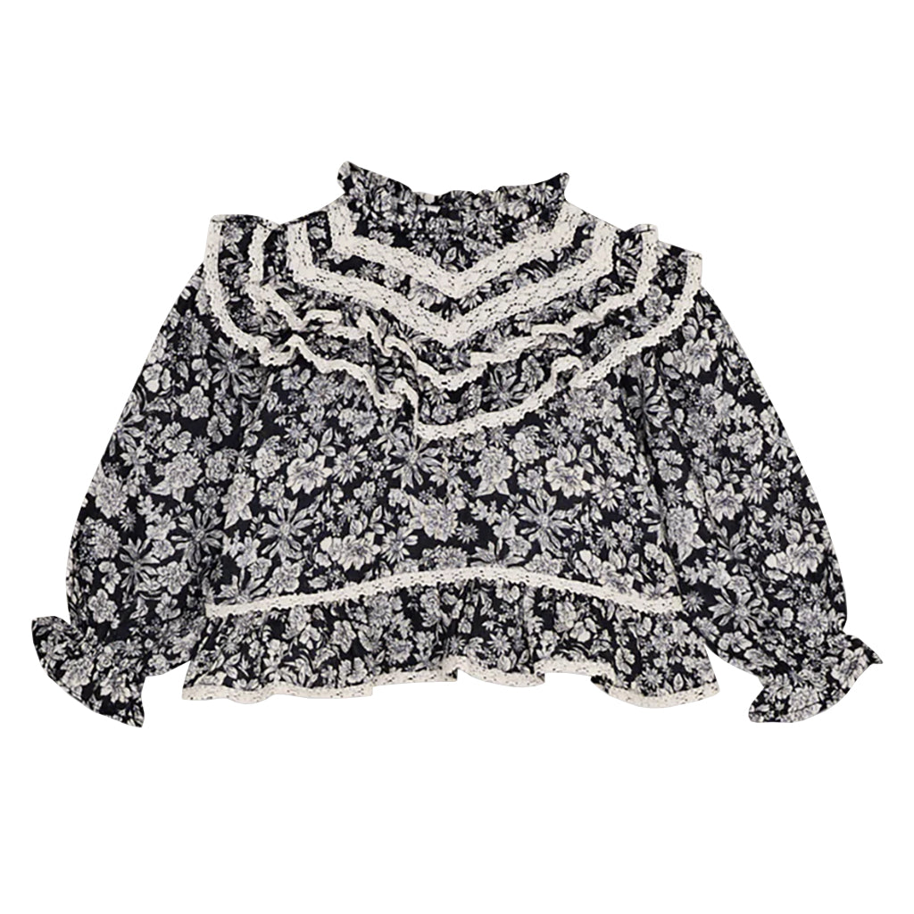 The New Society Baby Lilth Blouse Navy Blue Floral Print