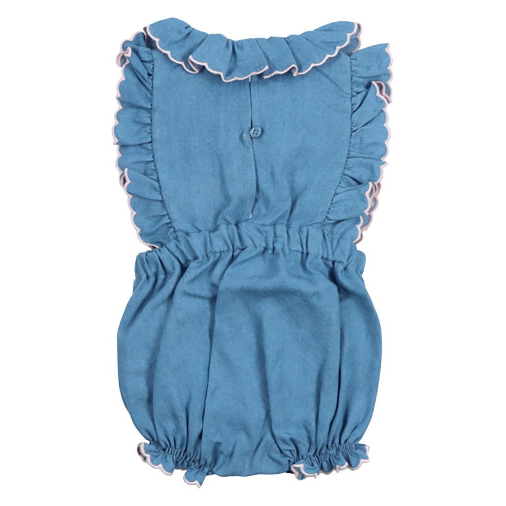 The New Society Baby Menta Romper Light Blue Chambray