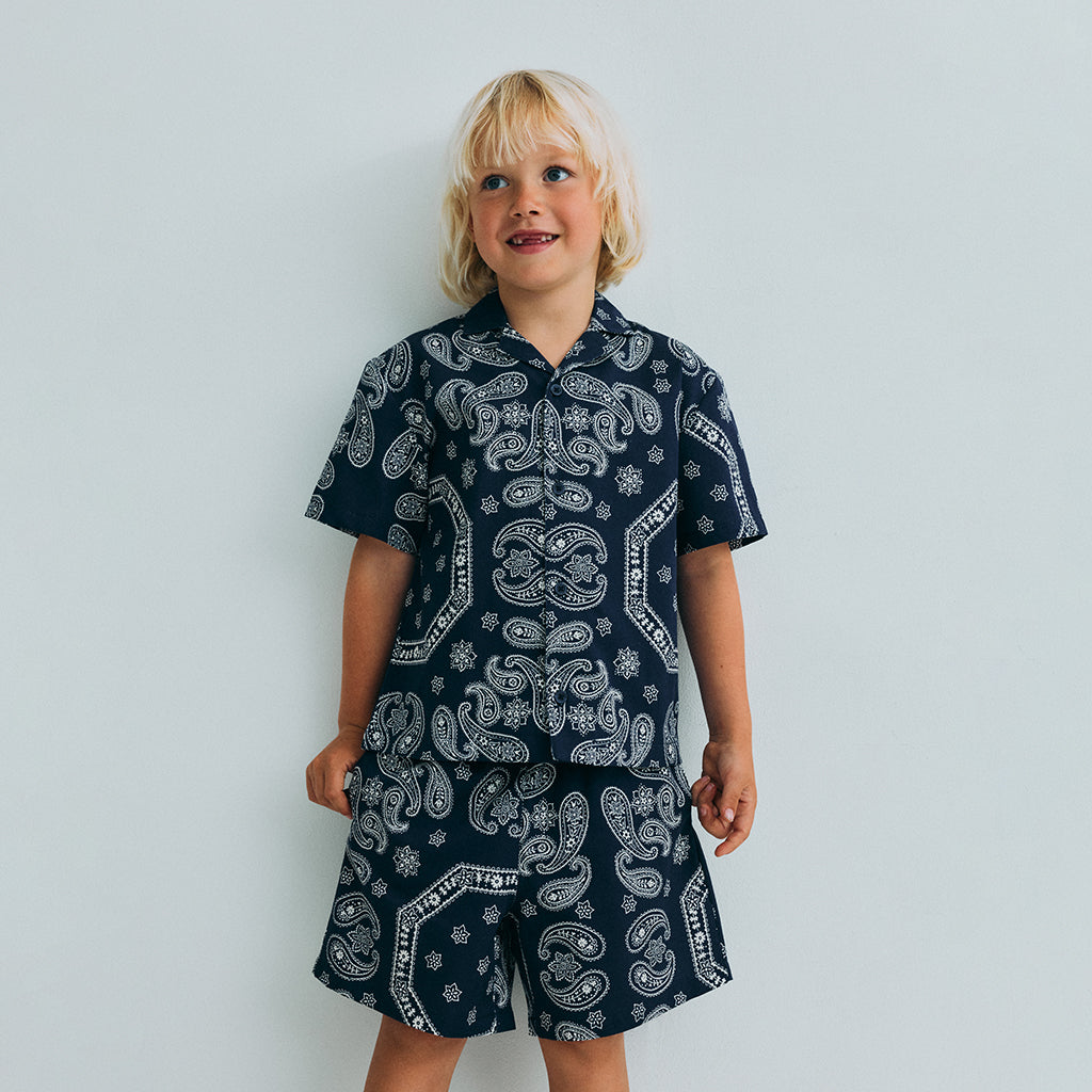The New Society Child Aster Bermuda Shorts Bandana Print Navy Blue