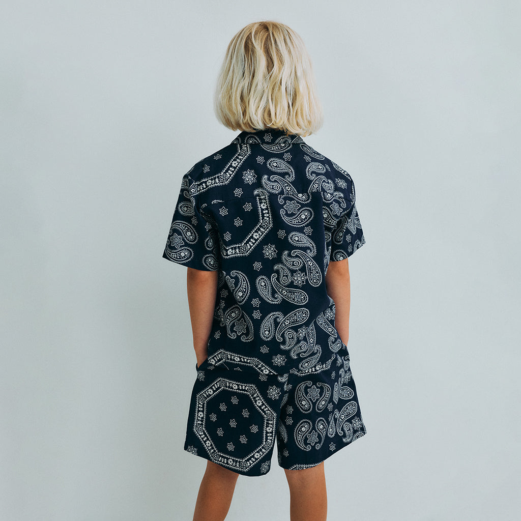 The New Society Child Aster Bermuda Shorts Bandana Print Navy Blue