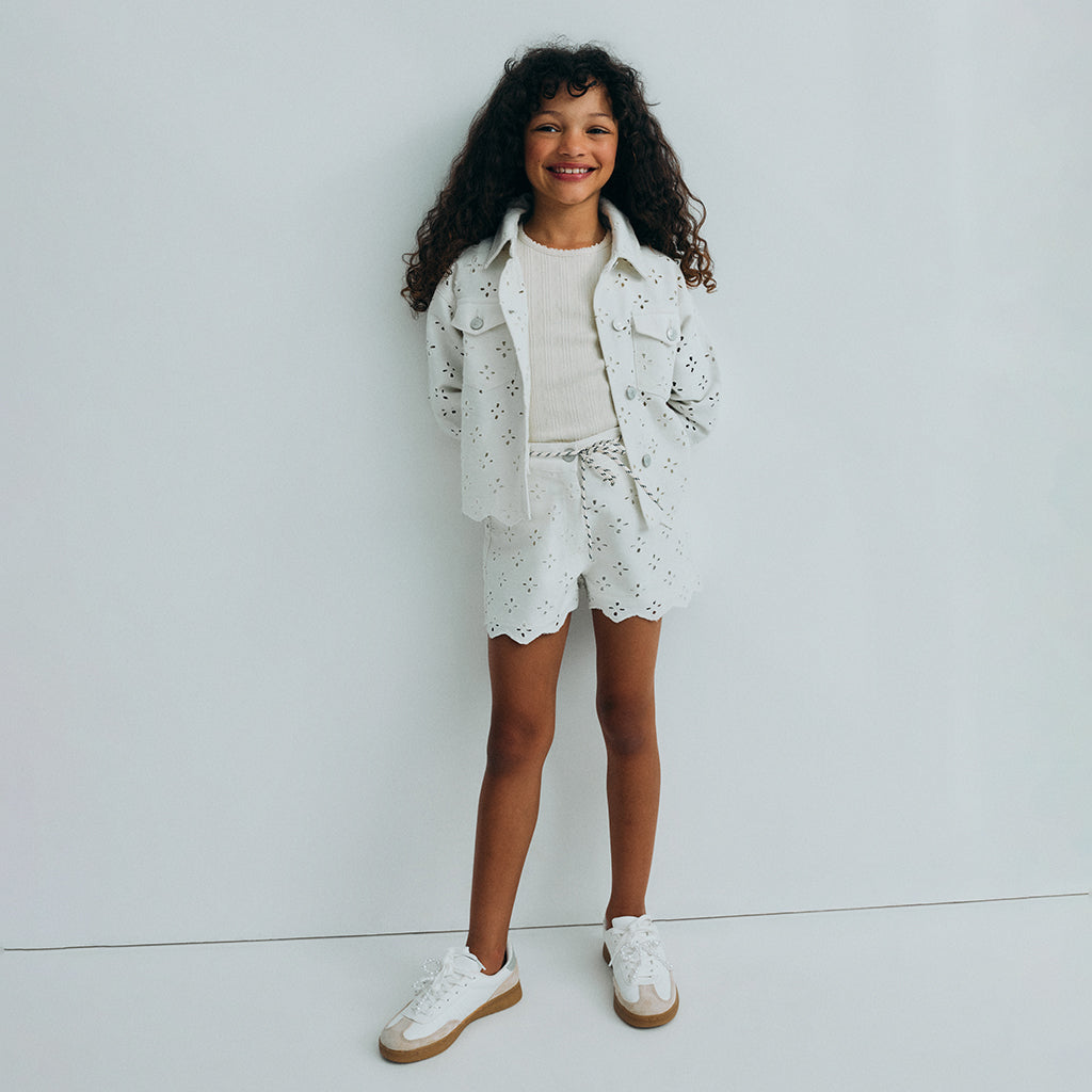 The New Society Child Camelia Shorts Pure Cloud White Denim