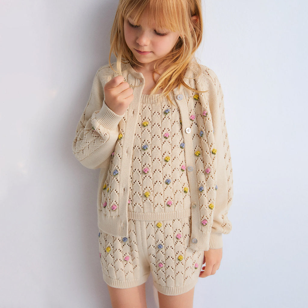 The New Society Child Canea Cardigan Macadamia Cream