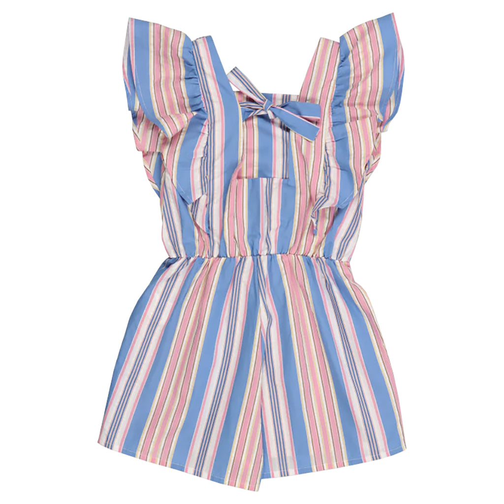 The New Society Child Chara Romper Hibiscus Pink Stripes