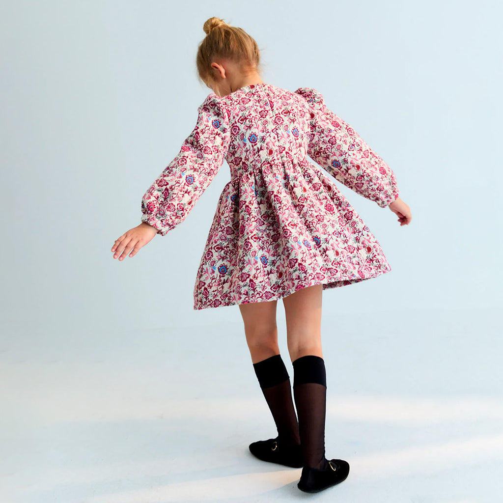 The New Society Child Clarissa Dress Jacquard Pink Floral Print