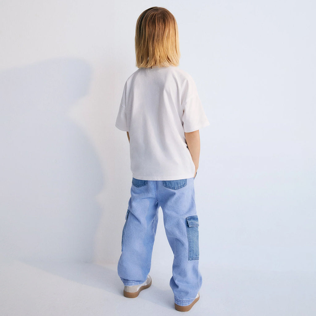 The New Society Child Edelssa Pants Colourblock Blue Denim