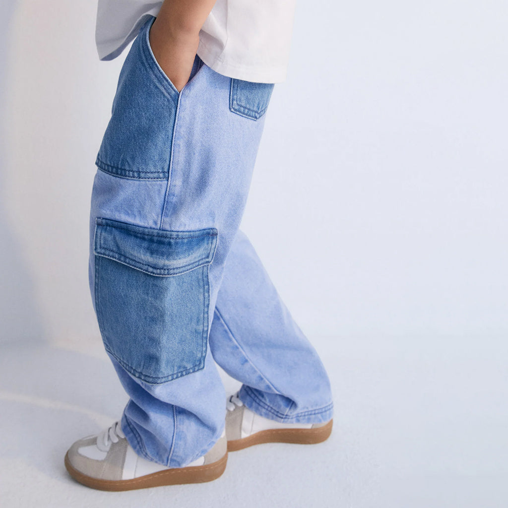 The New Society Child Edelssa Pants Colourblock Blue Denim