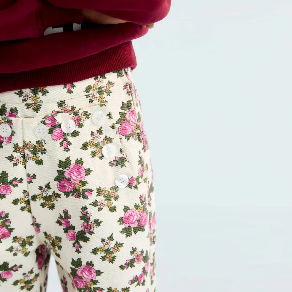 The New Society Child Emma Pants Cream Floral Print